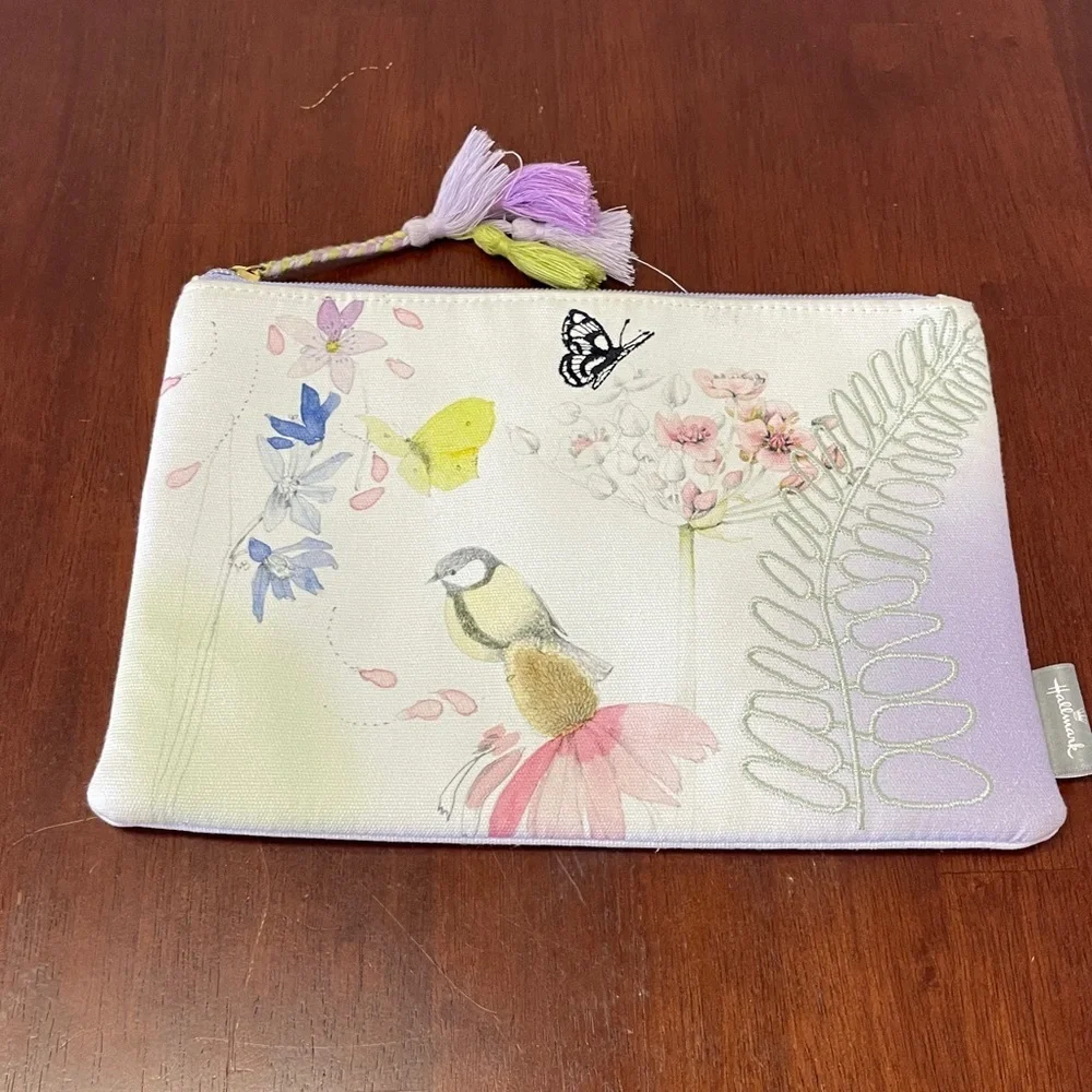 Hallmark Marjolein Bastin Butterfly Birds Clutch Travel Cosmetic Case Zippered